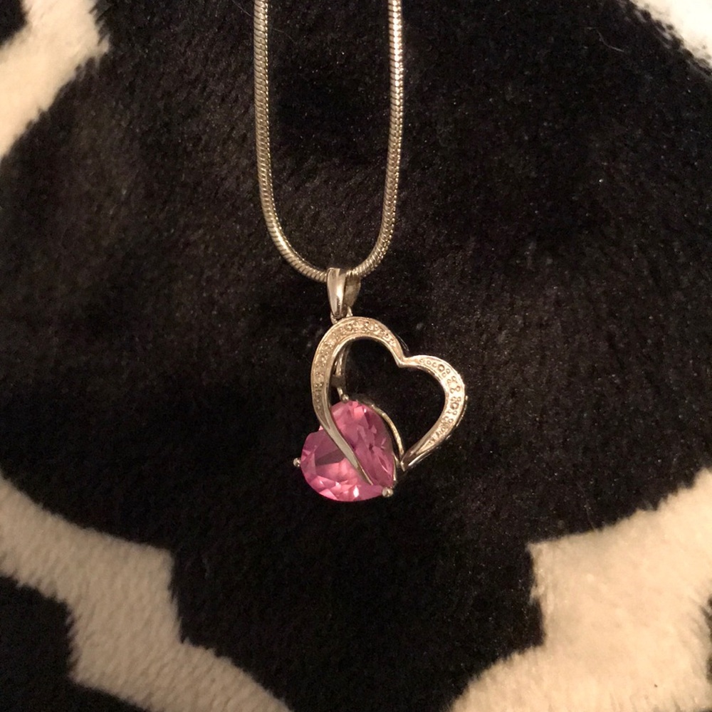 Pink sapphire heart necklace